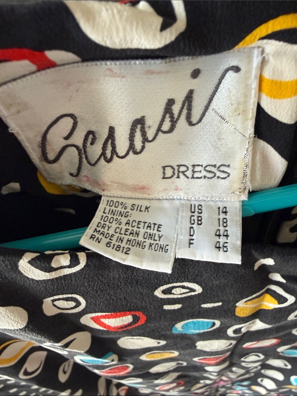 Scaasi vintage Black silk Mini Dress with Multicolor Polka Dots - Picture 2 of 5